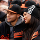 Steph Curry of the Golden State Warriors and his wife, Ayesha, watch the San Francisco Giants at AT&T Park in San Francisco on May 29, 2015.
Lachlan Cunningham/Getty Images